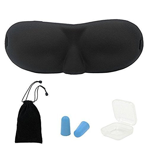 FREE 3D Contoured Memory Foam Sleep Mask With Ear Plugs and Travel Bag